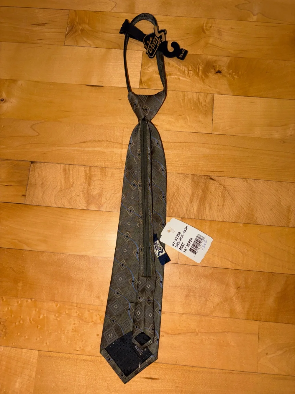 Kids Adjustable Grey Patterned Tie